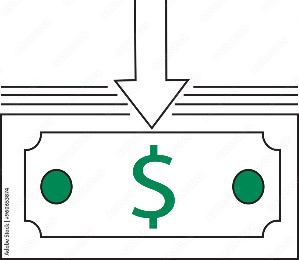 Cash in icon, income icon, deposit icon, investment , financial icon, money, dollar, art and illustration Cash in icon, income icon, deposit icon, investment , financial icon, money, dollar, art and illustration