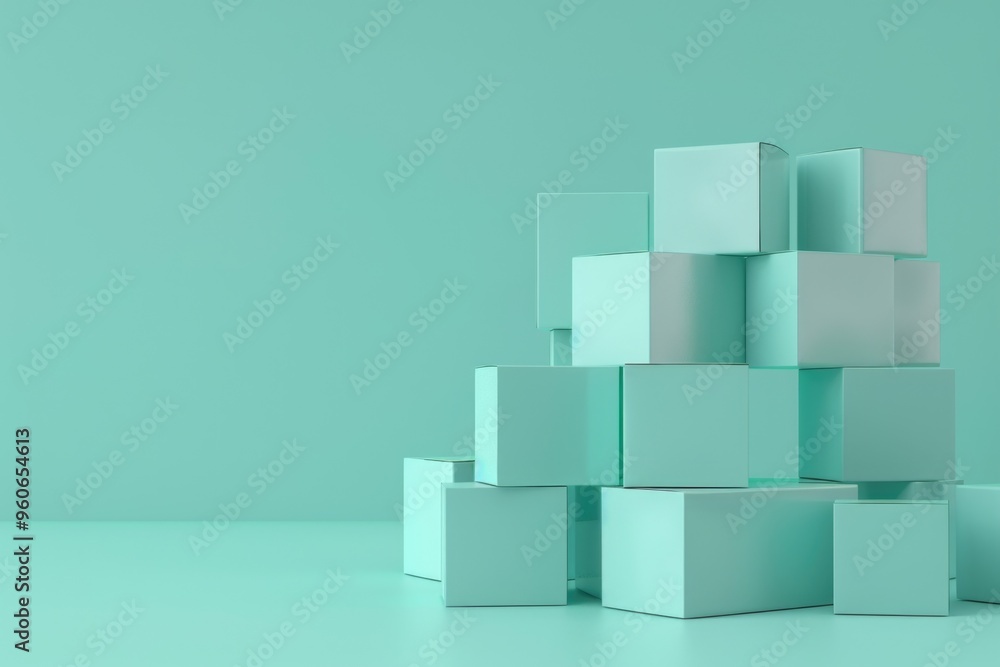 3D Cartoon Teal Stacked Boxes – Minimalist Design for Print, Card, Poster, or Background Use 3D Cartoon Teal Stacked Boxes – Minimalist Design for Print, Card, Poster, or Background Use