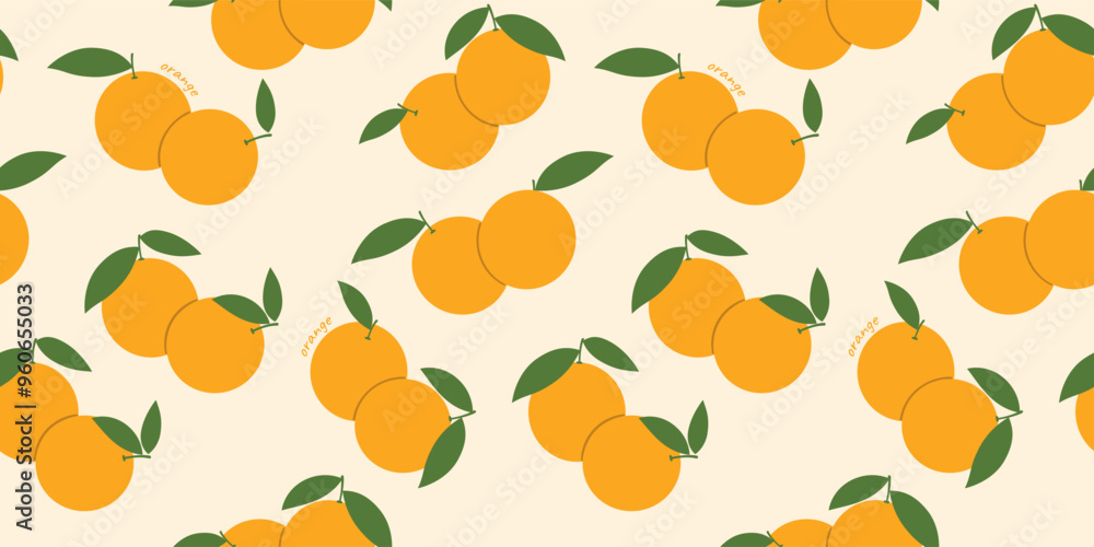 Seamless pattern of oranges with leaves on white background, vector tropical background for design. Seamless pattern of oranges with leaves on white background, vector tropical background for design.