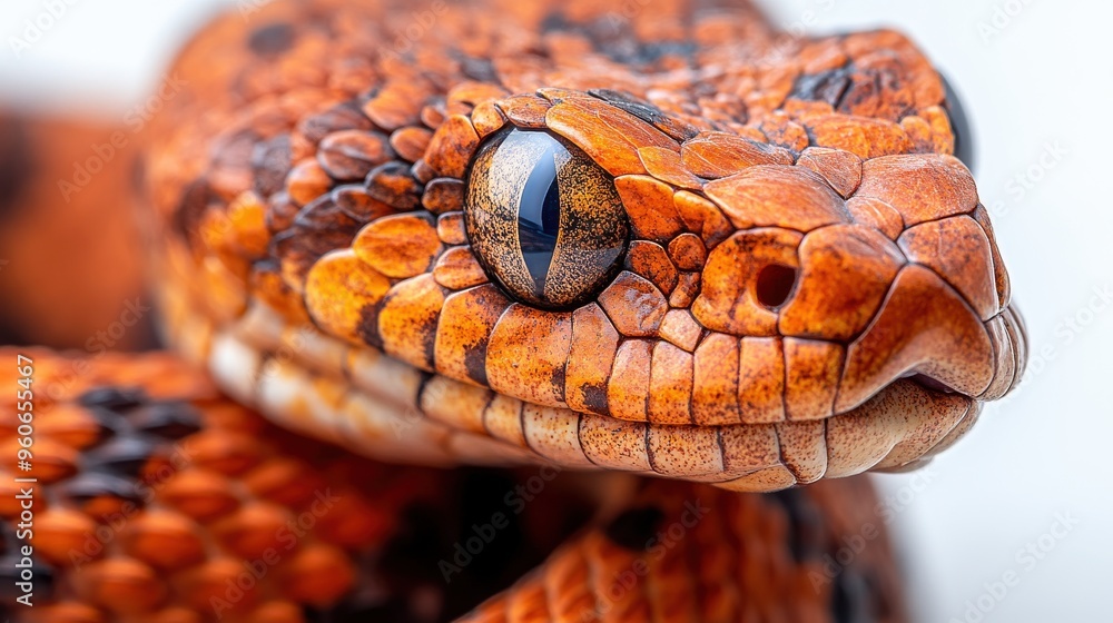 Snake head close-up on a white background Snake head close-up on a white background
