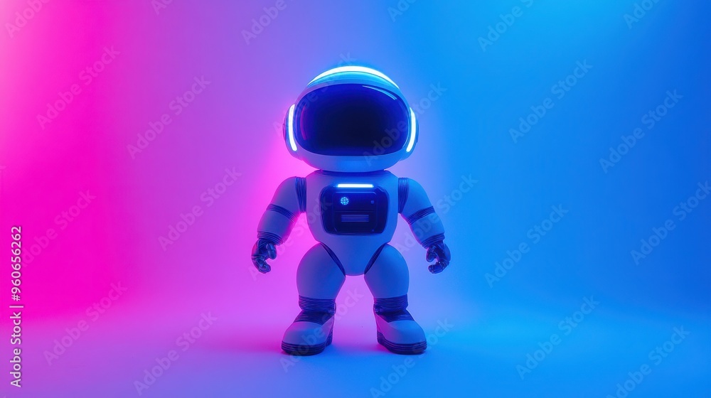 Fototapeta premium Low-Angle Shot of Modern Toy Robot with LED Lights for Creative Play