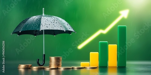 Wallpaper Mural Financial Growth and Protection Concept with Umbrella Shielding Coins and Upward Trend Arrow Torontodigital.ca