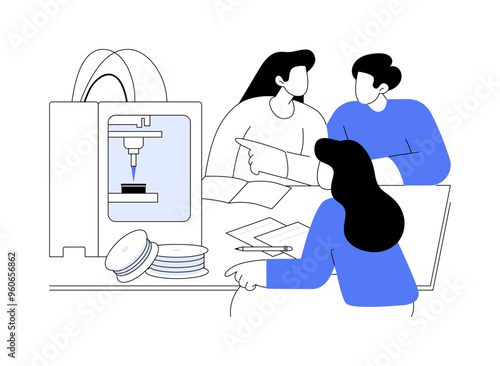 3D printing isolated cartoon vector illustrations.