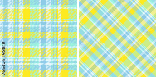 Plaid background check of tartan seamless texture with a pattern textile vector fabric. Set in happy colors for apartment decor ideas.