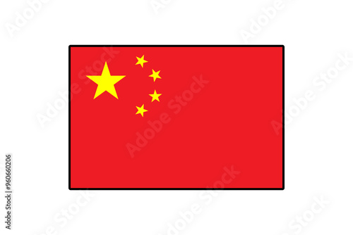 Free Download This graphic features the national flag of China, prominently displaying a red background with five yellow stars, representing the unity of the Chinese nation under the Communist Party. - GFXLoad