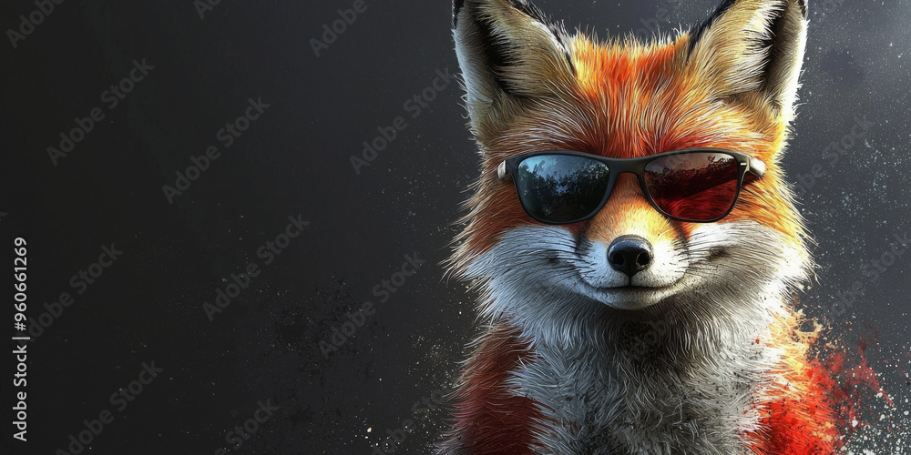 Obraz premium A red fox wearing sunglasses looks cool and confident.