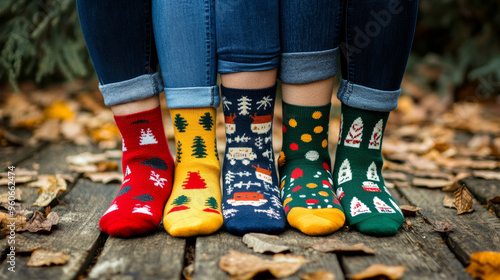 Show socks designed for different seasons, such as warm, woolen socks for winter, lightweight, breathable socks for summer, or festive designs for holidays. 