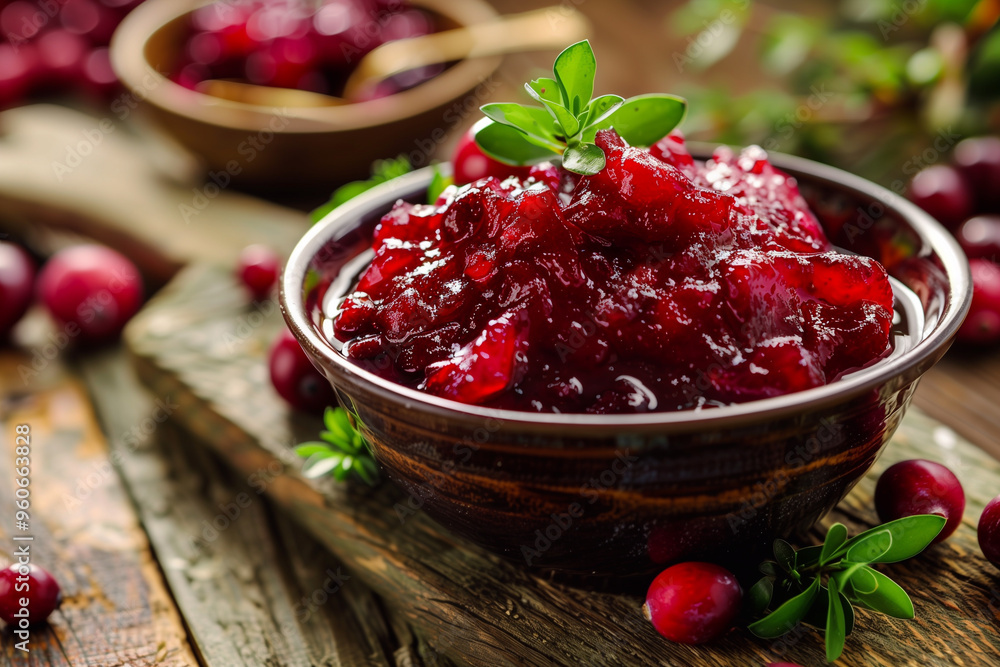 Cranberry sauce. Sauce for meat. Cranberry sauce. Sauce for meat.