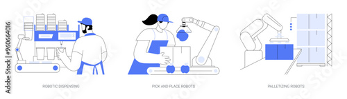 Industry robots isolated cartoon vector illustrations se