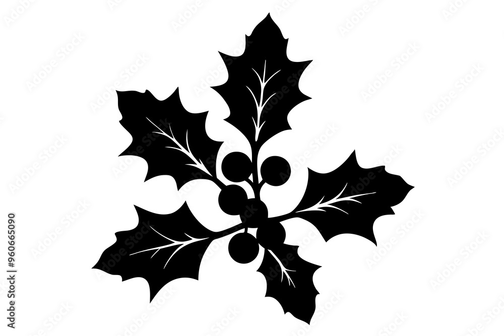 Naklejka premium Christmas mistletoe icon. New Year and Christmas symbol. isolated vector silhouette image