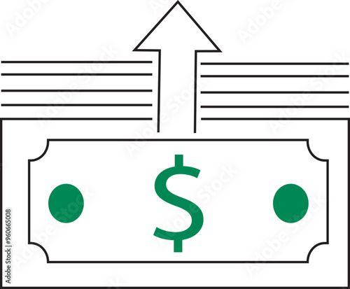 Withdrawal of funds icon, cash out icon, dollar icon, money icon, investment, money out icon, investment icon, withdraw money