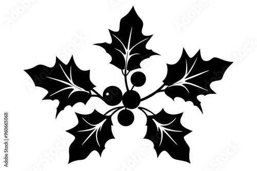 Christmas mistletoe icon. New Year and Christmas symbol. isolated vector silhouette image