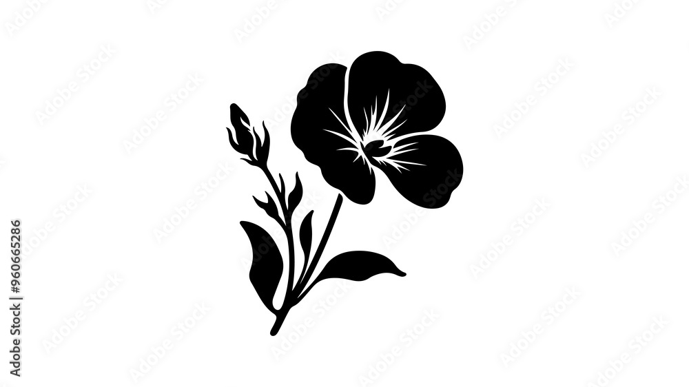 Naklejka premium Sweet pea flower silhouette vector illustration.