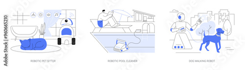 Household robots isolated cartoon vector illustrations se
