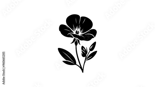 Sweet pea flower silhouette vector illustration.