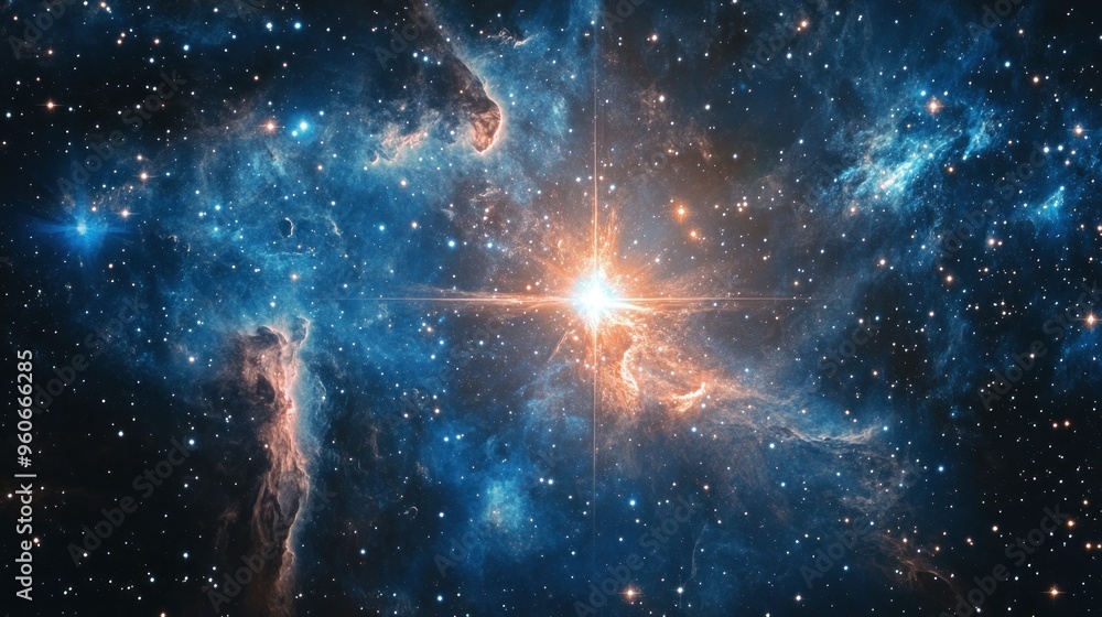 Bright Star Cluster in a Dark Sky with Nebulae Bright Star Cluster in a Dark Sky with Nebulae