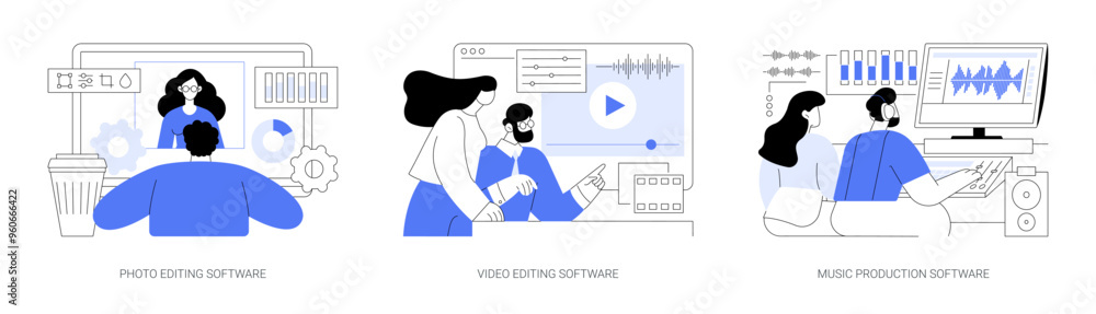 Naklejka premium Professional software for creatives isolated cartoon vector illustrations se