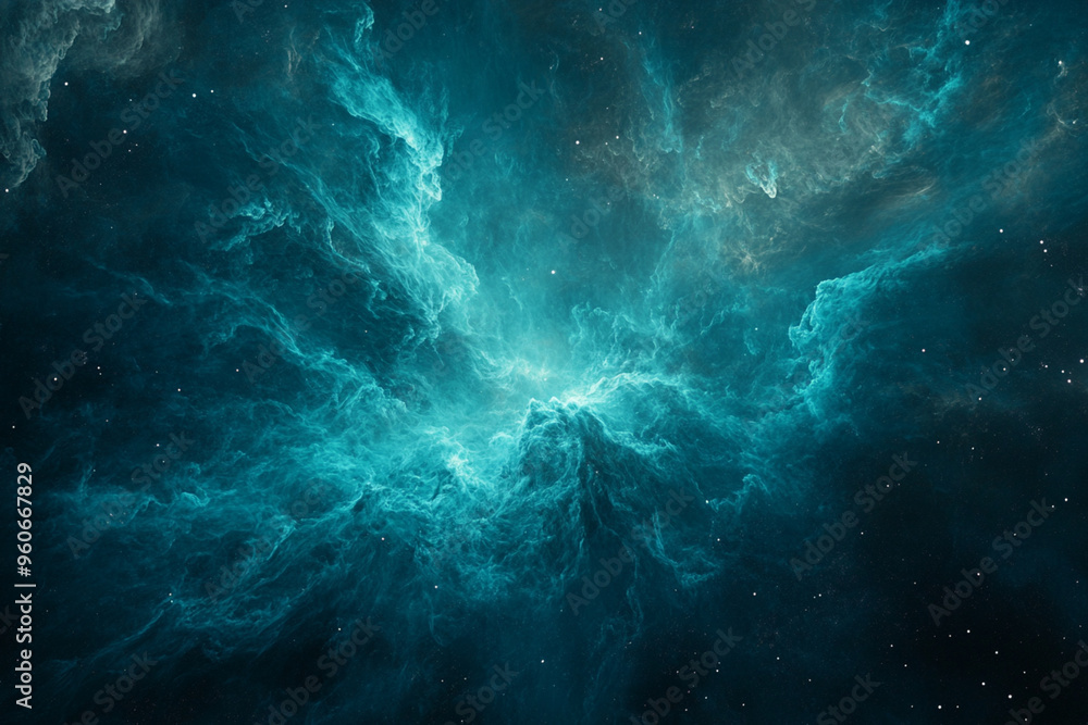 Fototapeta premium turquoise moon and stars space background - Generative AI