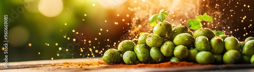 Spherified olives, a molecular gastronomy take on traditional Spanish olives, originated in El Bulli, Spain photo