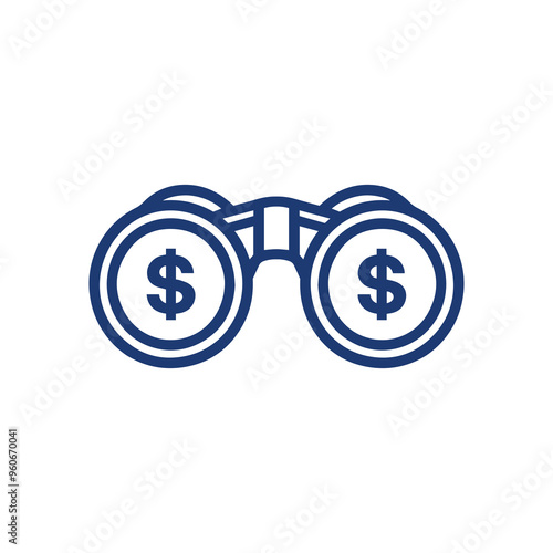 Dollar Binoculars Icon Representing Financial Vision, Market Outlook, and Investment Opportunities