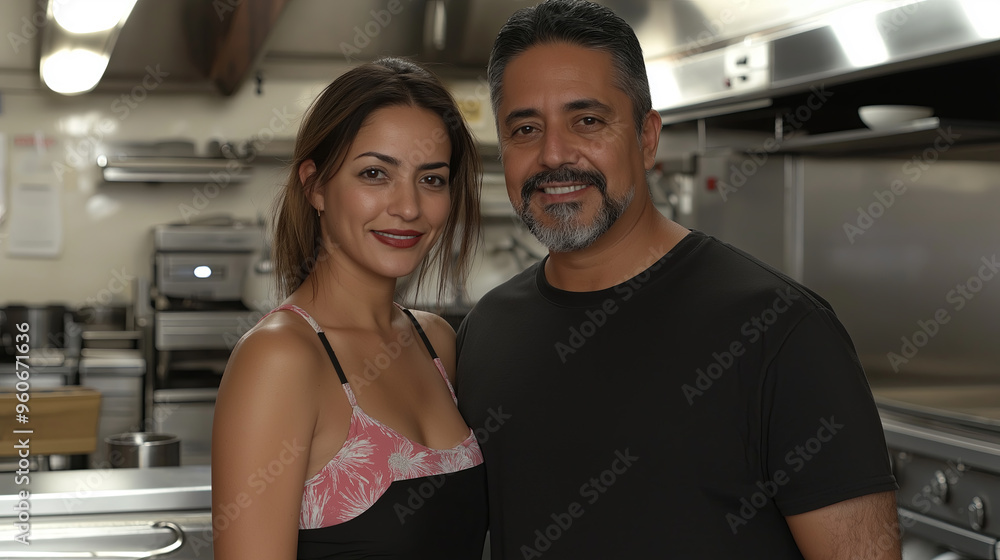 Happy Couple Posing in a Modern Kitchen Environment Happy Couple Posing in a Modern Kitchen Environment