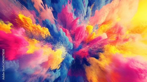 Abstract Colorful Explosion of Powdered Pigment