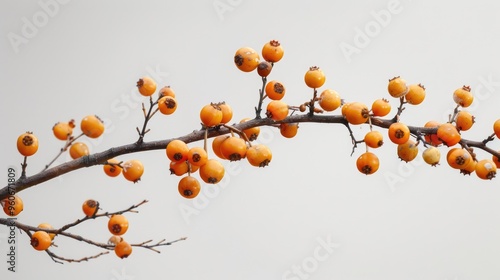 Sea-buckthorn branch on plain backdrop. photo