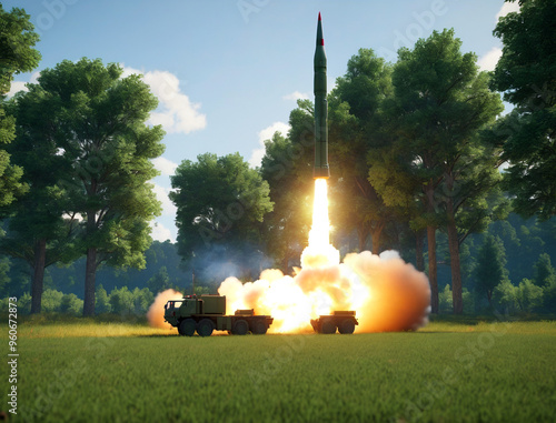 anti-aircraft  missile from a mobile sam site launch