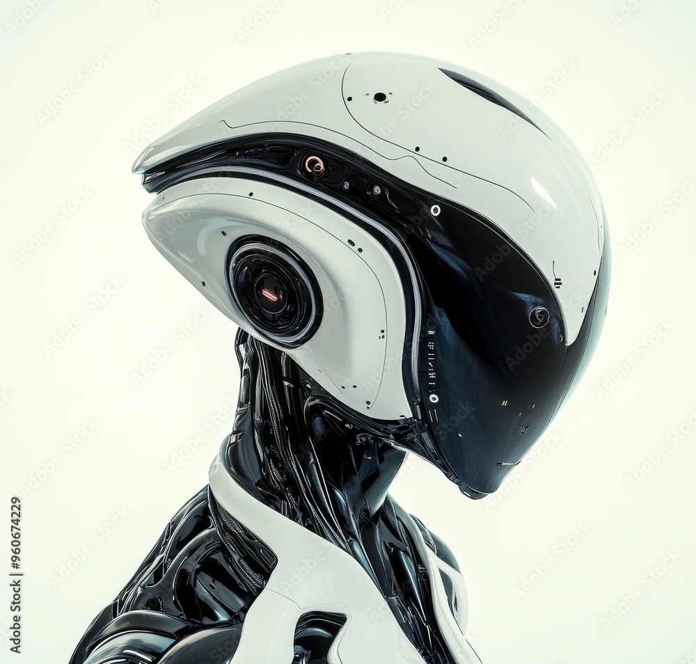 3D render of a white and black robot isolated on a transparent background. Futuristic design of futuristic cyborg humanoid AI stock machines. 3D render of a white and black robot isolated on a transparent background. Futuristic design of futuristic cyborg humanoid AI stock machines.