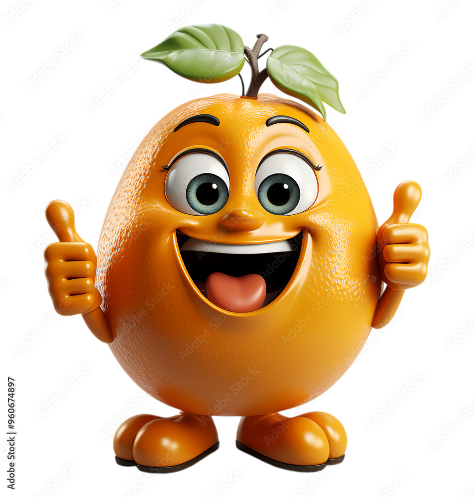 3d cartoon character of orange fruit, with ok finger symbol, isolated on transparent background, generated ai 3d cartoon character of orange fruit, with ok finger symbol, isolated on transparent background, generated ai
