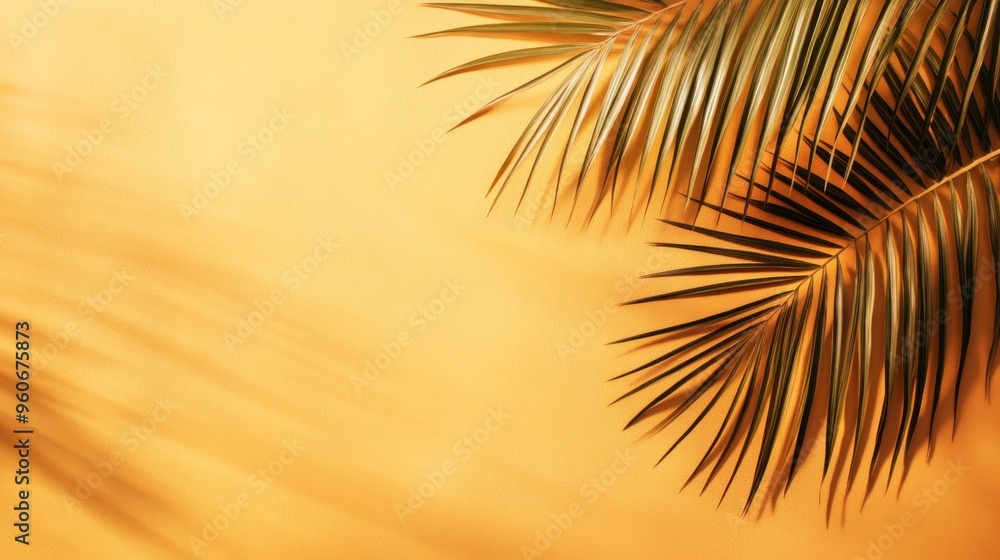 Palm Leaves on Orange Background Palm Leaves on Orange Background