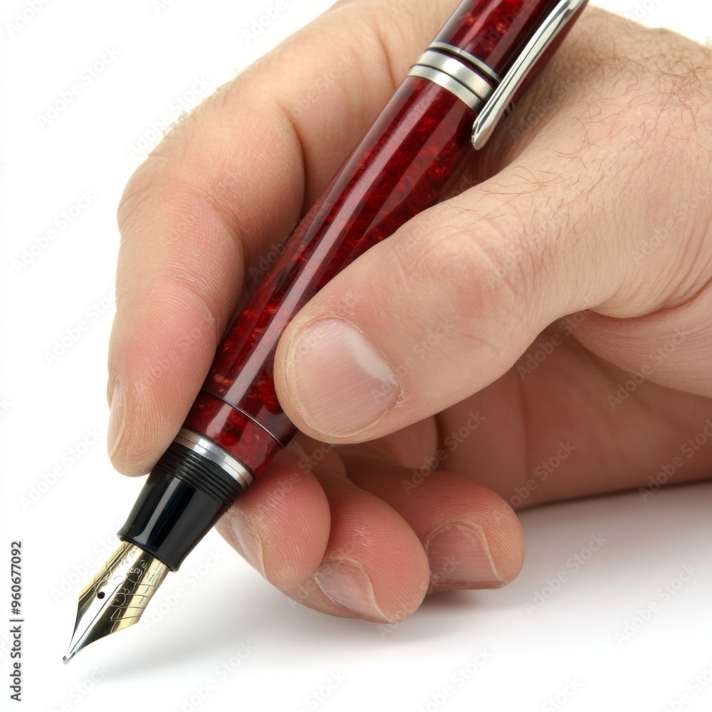 Fountain pen in hand: design for writing utensils, education, office use Fountain pen in hand: design for writing utensils, education, office use