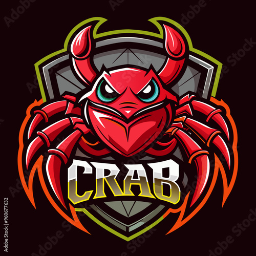 Crab mascot for sports and esports vector logo