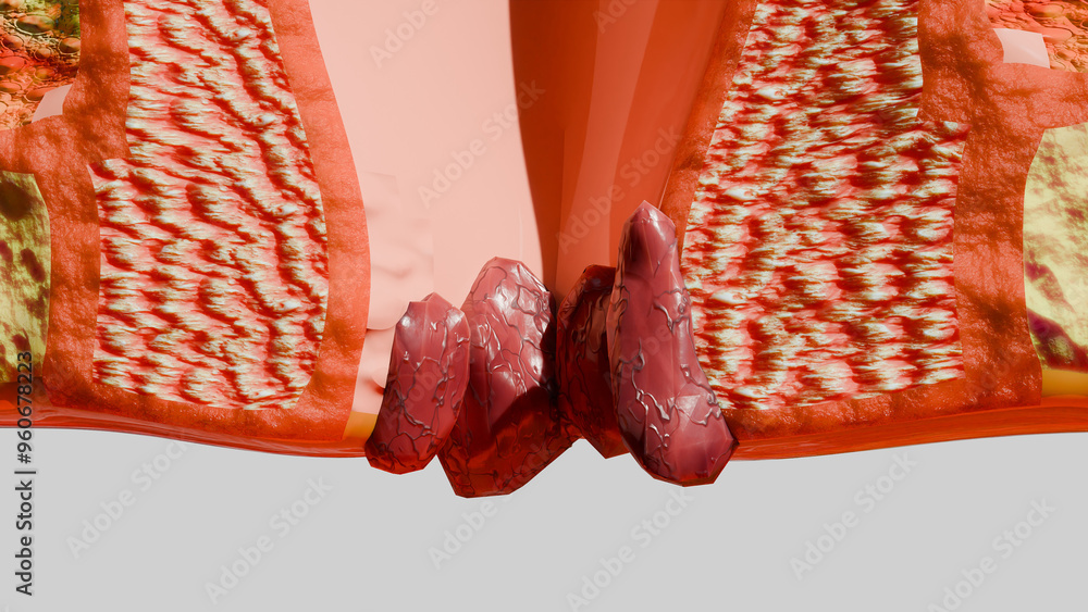 Inside Piles internal and external hemorrhoids piles, Human Anatomy Cross section ...