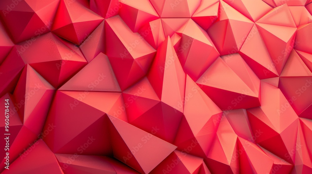 A striking composition of red geometric shapes emerges, each facet reflecting light in unique ways, showcasing modern artistry in spatial design and color A striking composition of red geometric shapes emerges, each facet reflecting light in unique ways, showcasing modern artistry in spatial design and color