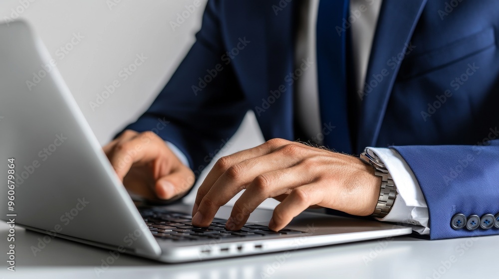 Computer keyboard typing by businessman on transparent background. Businessman working online, using technology, work place of corporate employee Computer keyboard typing by businessman on transparent background. Businessman working online, using technology, work place of corporate employee