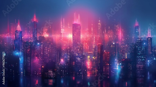 colorful and abstract representation of a high-tech city