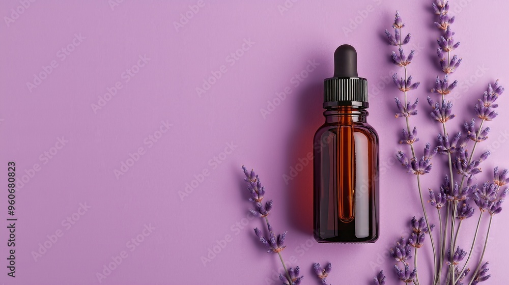 glass serum with pette on purple background with space for text glass serum with pette on purple background with space for text