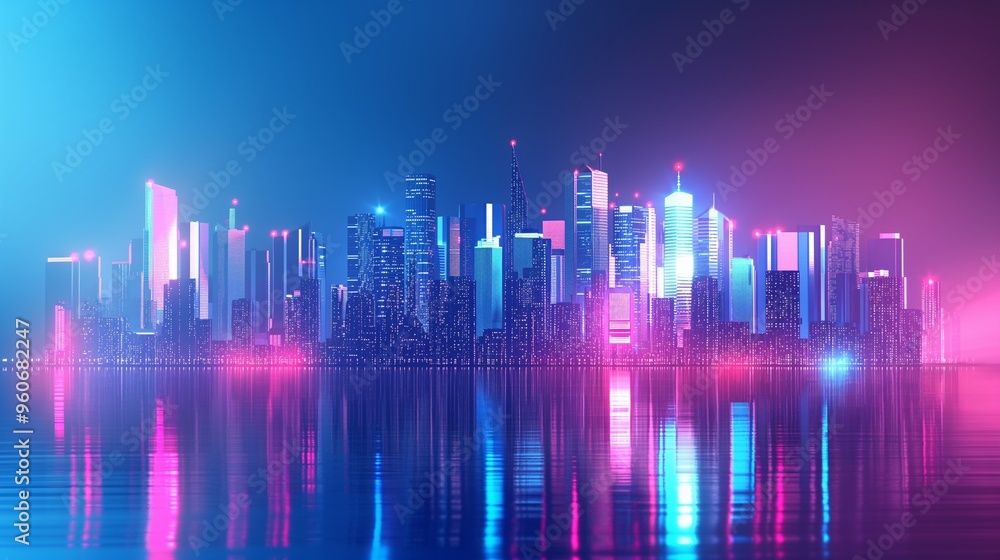 background with A dark cityscape with glowing neon lights and tall buildings background with A dark cityscape with glowing neon lights and tall buildings