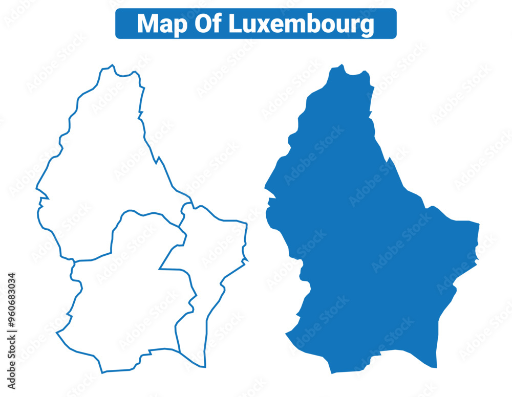 Obraz premium Luxembourg simple flat vector map outline style illustration set