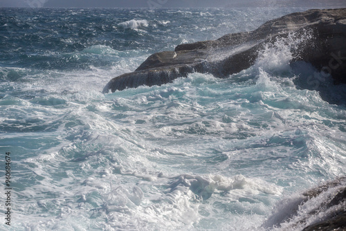 Milos island, Greece, beautiful water and cliffs photo