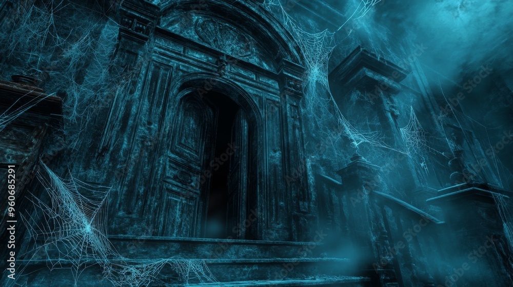 Fototapeta premium An Eerie Entrance to an Old, Haunted Building