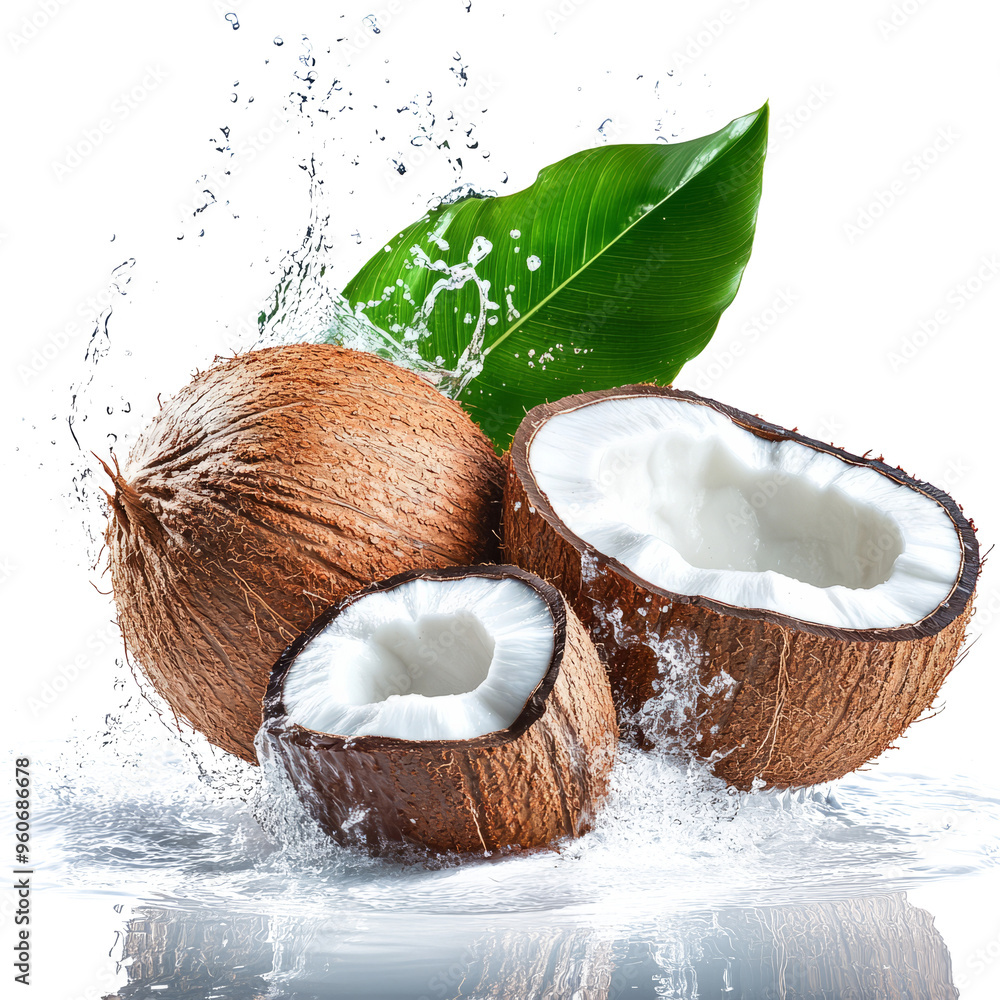 Fresh Coconuts with Water Splash