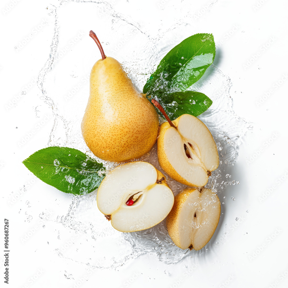 Fresh Pears with Water Splash