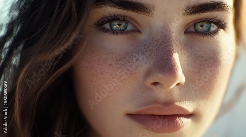 Closeup Portrait of a Woman with Freckles