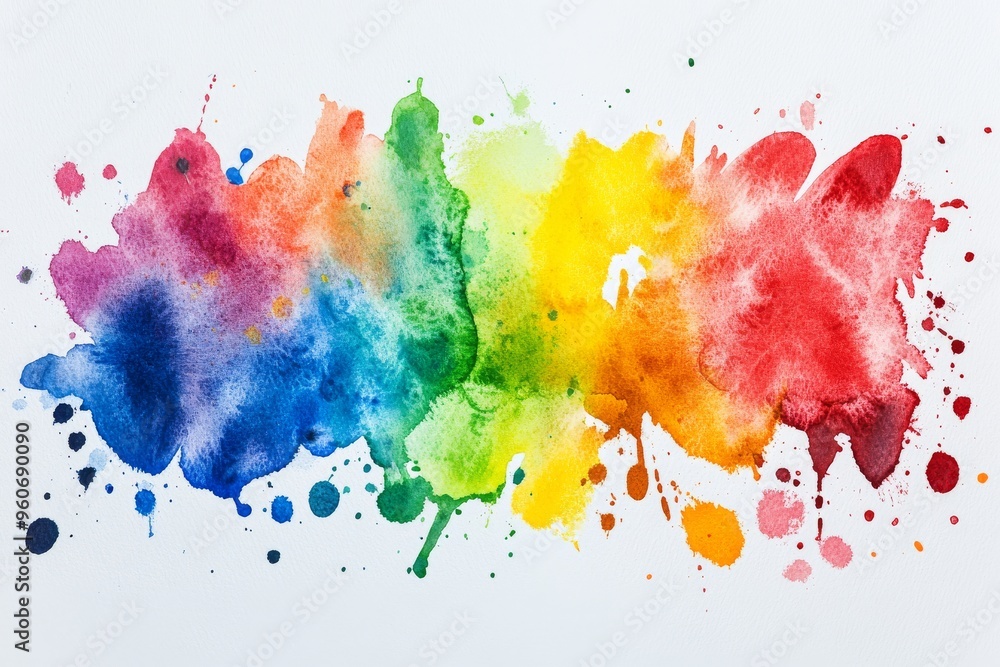 Fototapeta premium Bright and playful watercolor splashes in various colors for a creative and artistic background