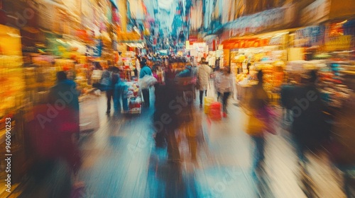 Wallpaper Mural Blurred Motion of People Walking Through a City Street Torontodigital.ca