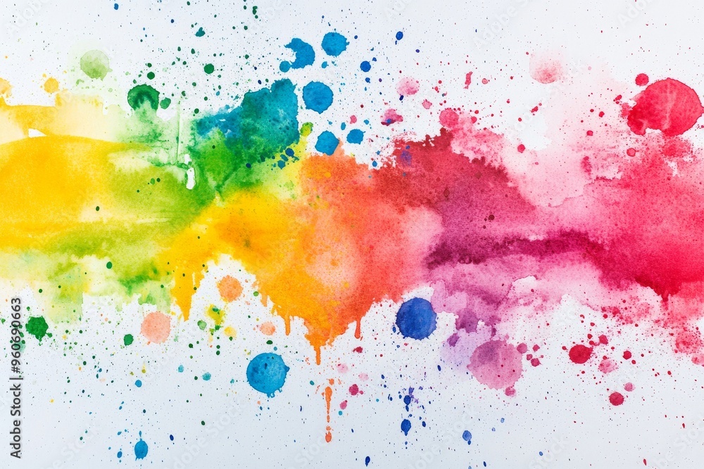 Fototapeta premium Bright and playful watercolor splashes in various colors for a creative and artistic background 