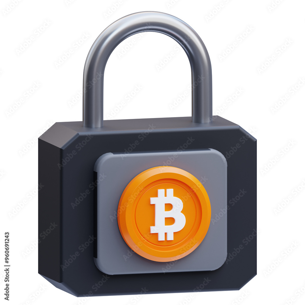 PNG 3D Bitcoin Security Icon Isolated on a White Background PNG 3D Bitcoin Security Icon Isolated on a White Background