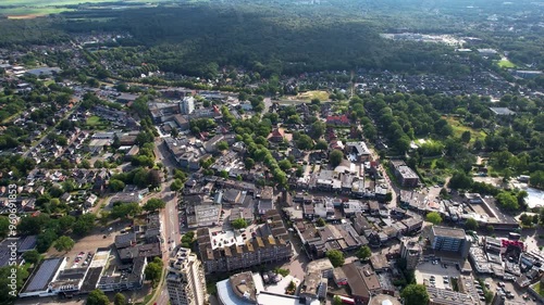 Aerial panorama of the old town of the city Emmen on a sunny summer day in the Netherlands photo